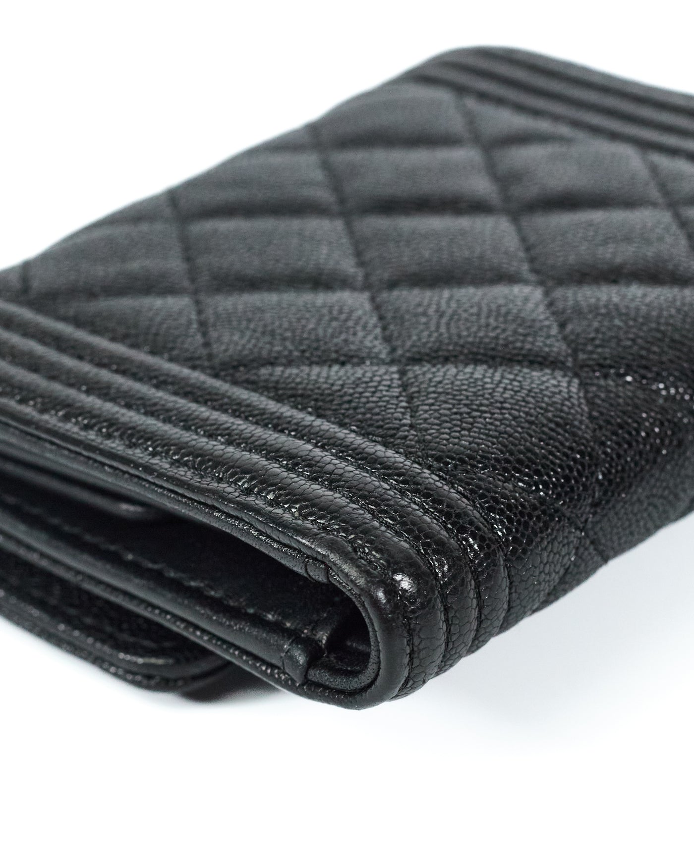 Chanel Black Caviar Boy Compact Wallet