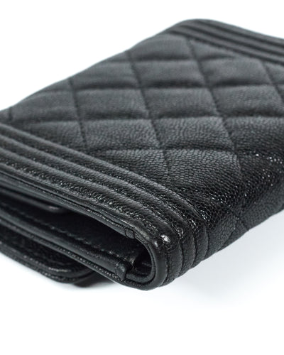 Chanel Black Caviar Boy Compact Wallet