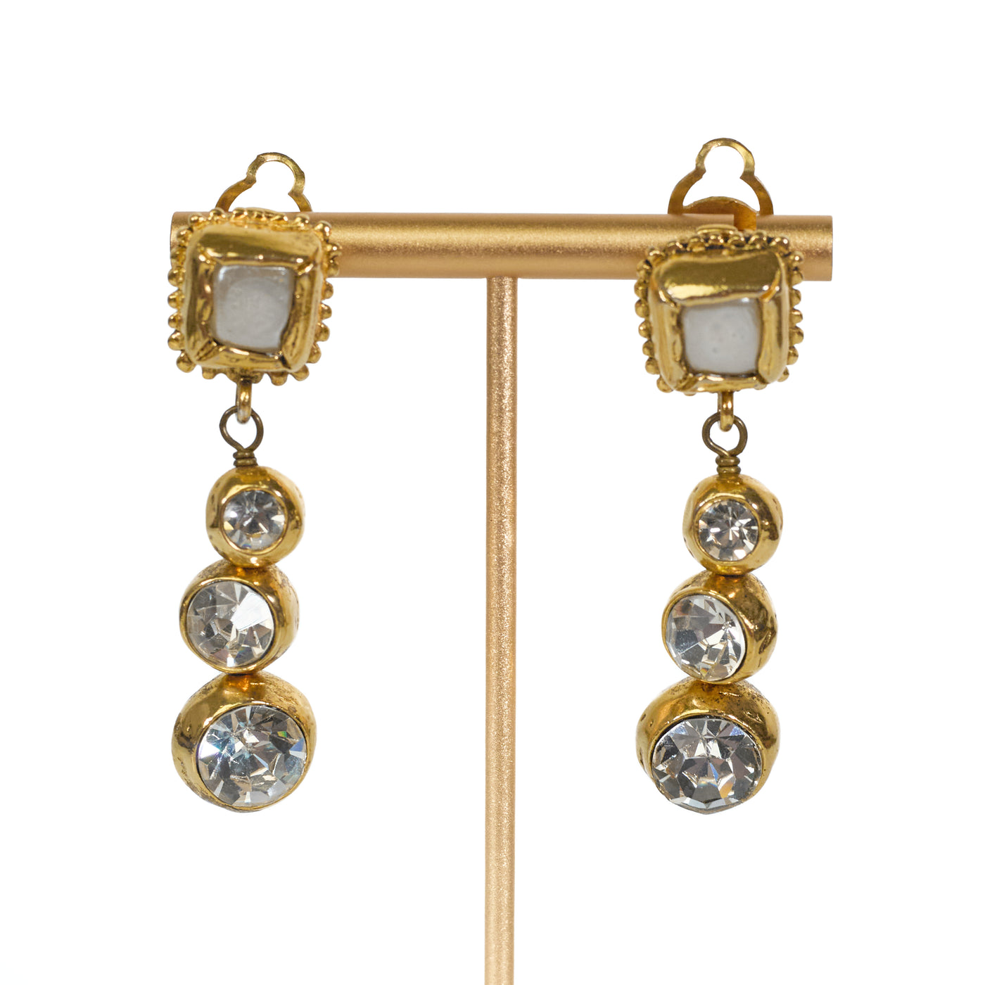 Chanel Vintage Gripoix and Crystal Drop Earrings