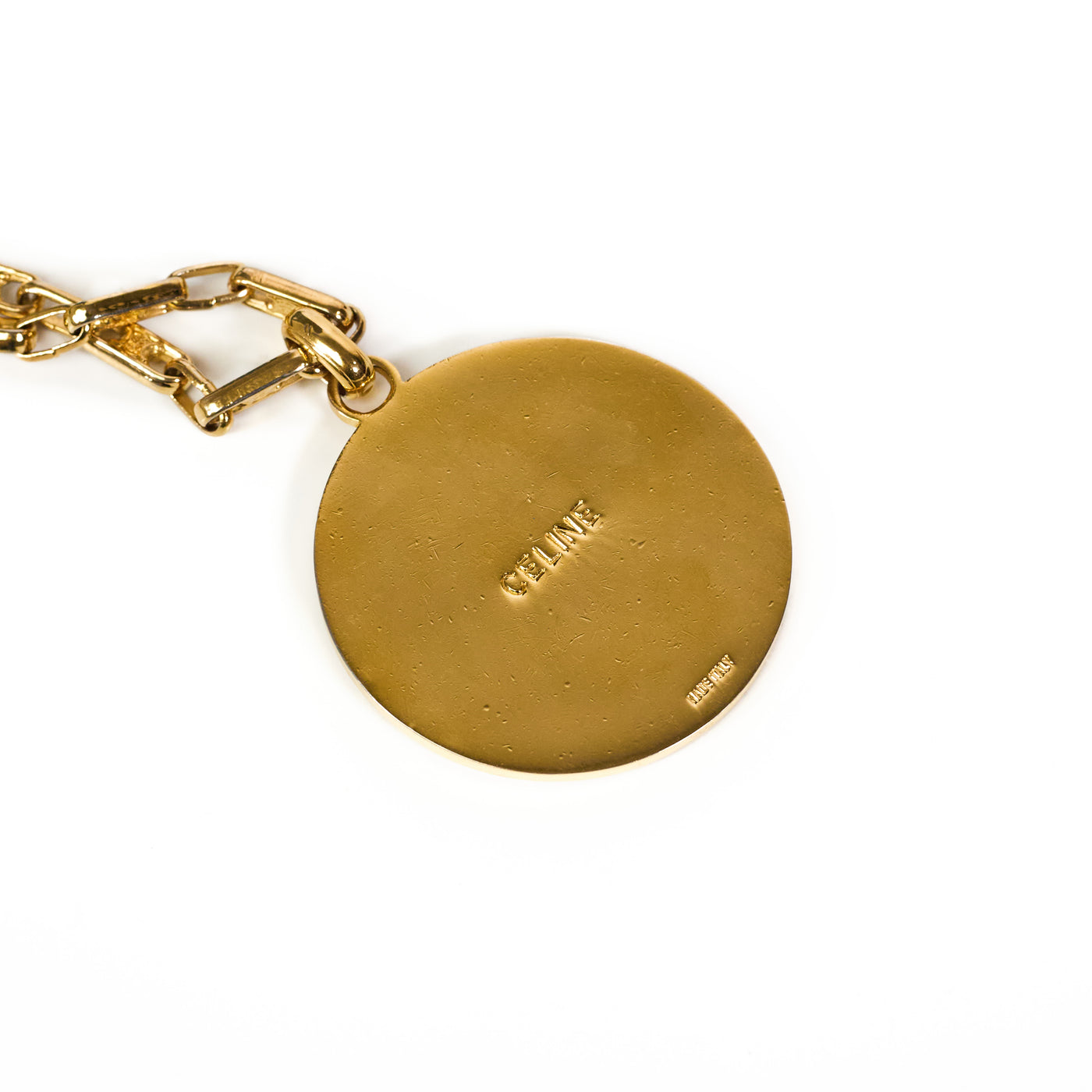 Celine Vintage Green Macadam Pendant Necklace