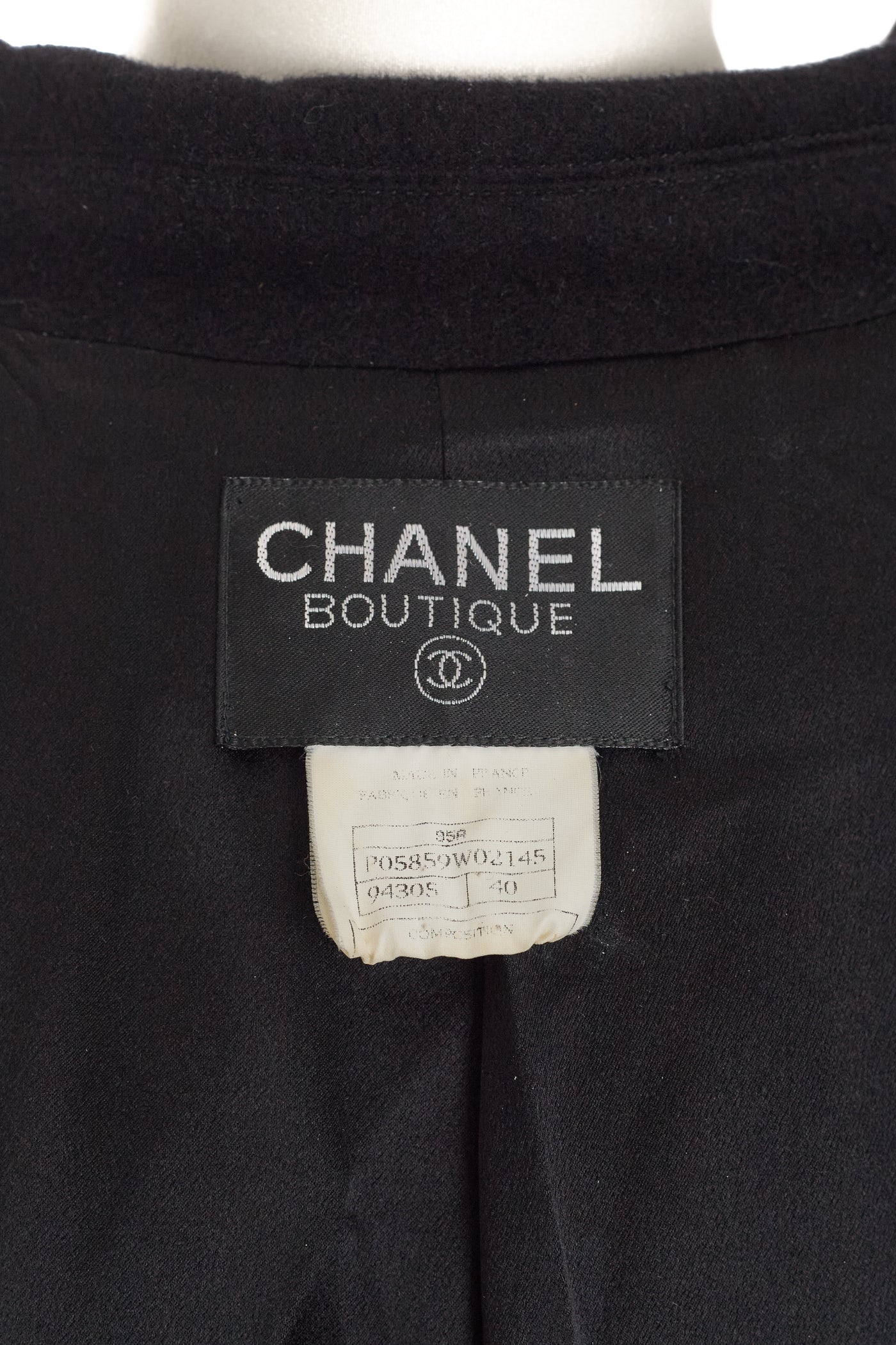 Chanel Vintage Black Cashmere Coat