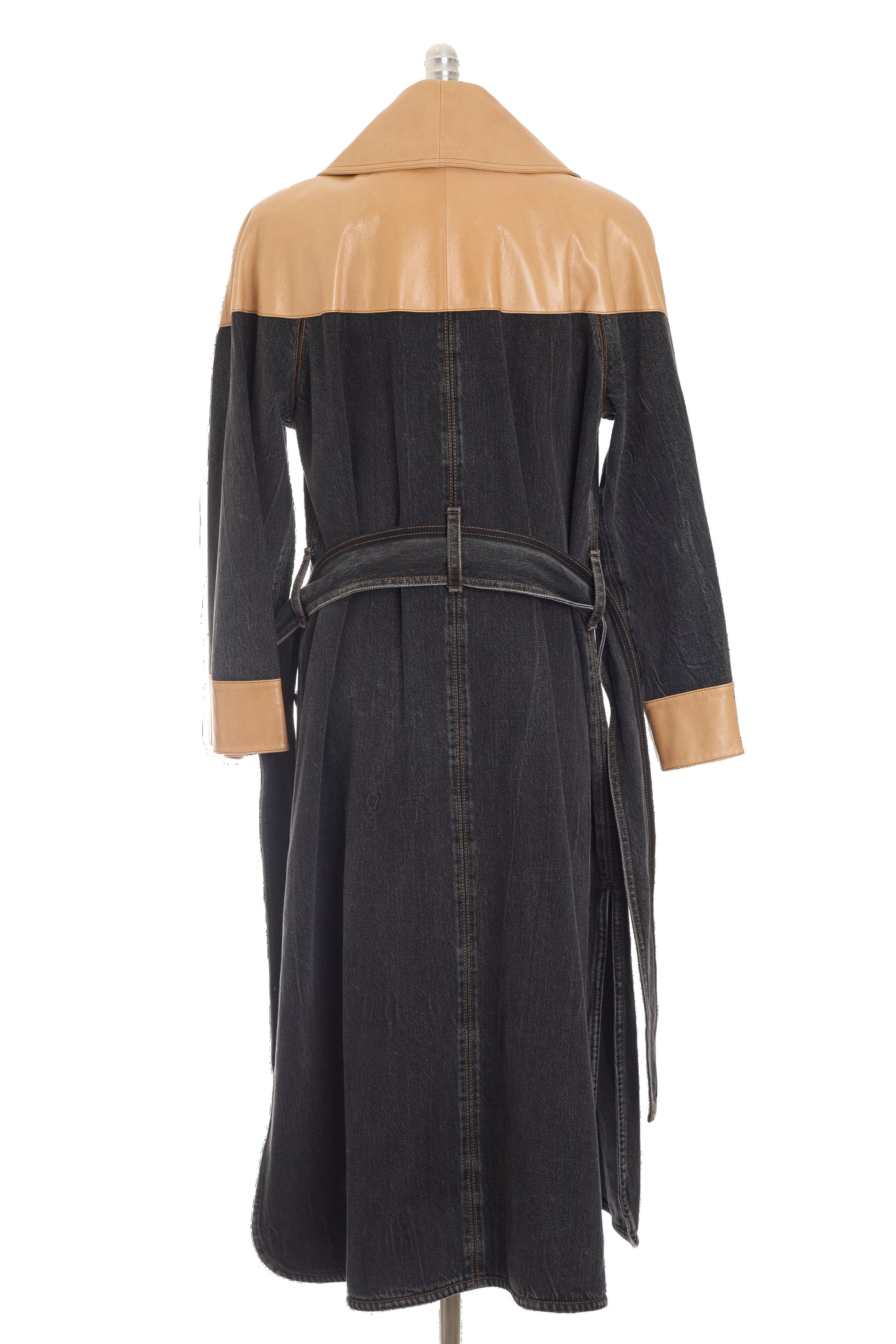 Chanel 2019 FW Runway Black Denim and Lambskin Trench Coat