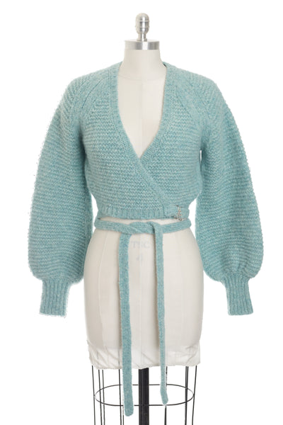 Chanel Aqua Knit Wrap Crop Top