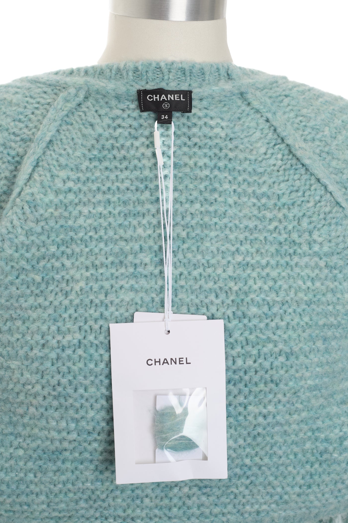 Chanel Aqua Knit Wrap Crop Top