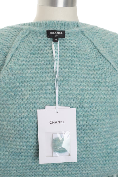 Chanel Aqua Knit Wrap Crop Top