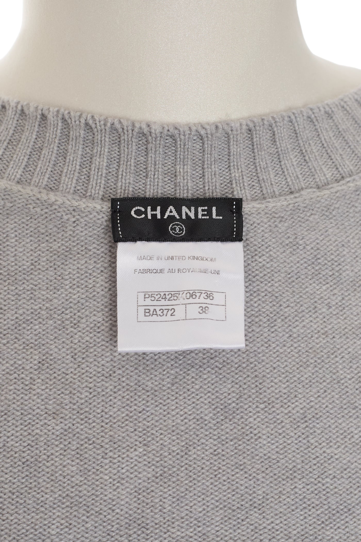 Chanel Grey Cashmere Turnlock Sweater