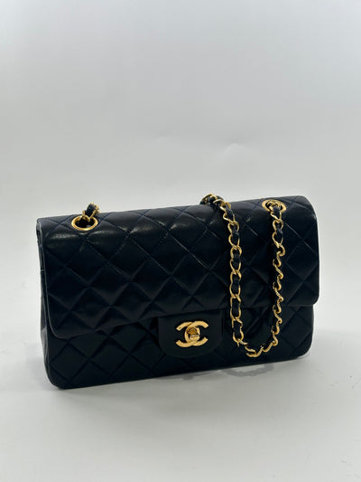 Chanel Vintage Navy Blue Lambskin Small Classic Double Flap