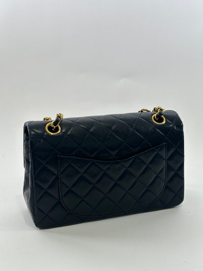 Chanel Vintage Navy Blue Lambskin Small Classic Double Flap