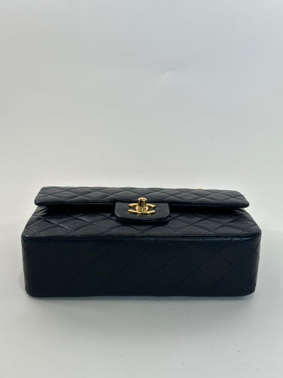 Chanel Vintage Navy Blue Lambskin Small Classic Double Flap