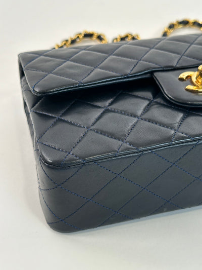 Chanel Vintage Navy Blue Lambskin Small Classic Double Flap