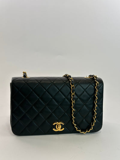 Chanel Vintage Green Lambskin Full Flap