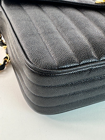 Chanel Rare Vintage Mademoiselle Maxi Caviar Envelope Camera Bag