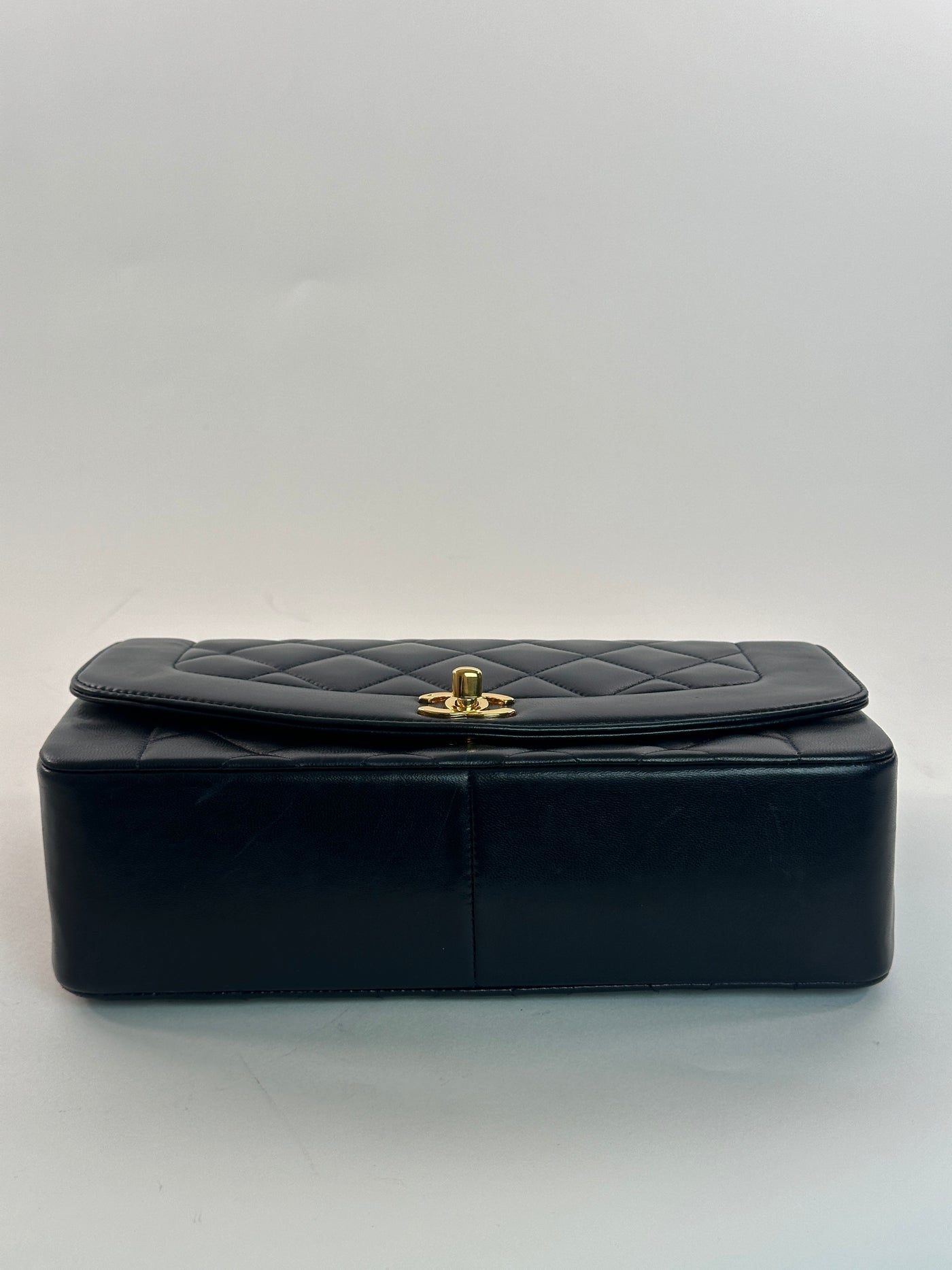 Chanel Rare Vintage Navy Blue Lambskin Medium Diana