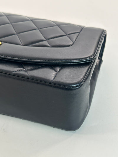 Chanel Rare Vintage Navy Blue Lambskin Medium Diana