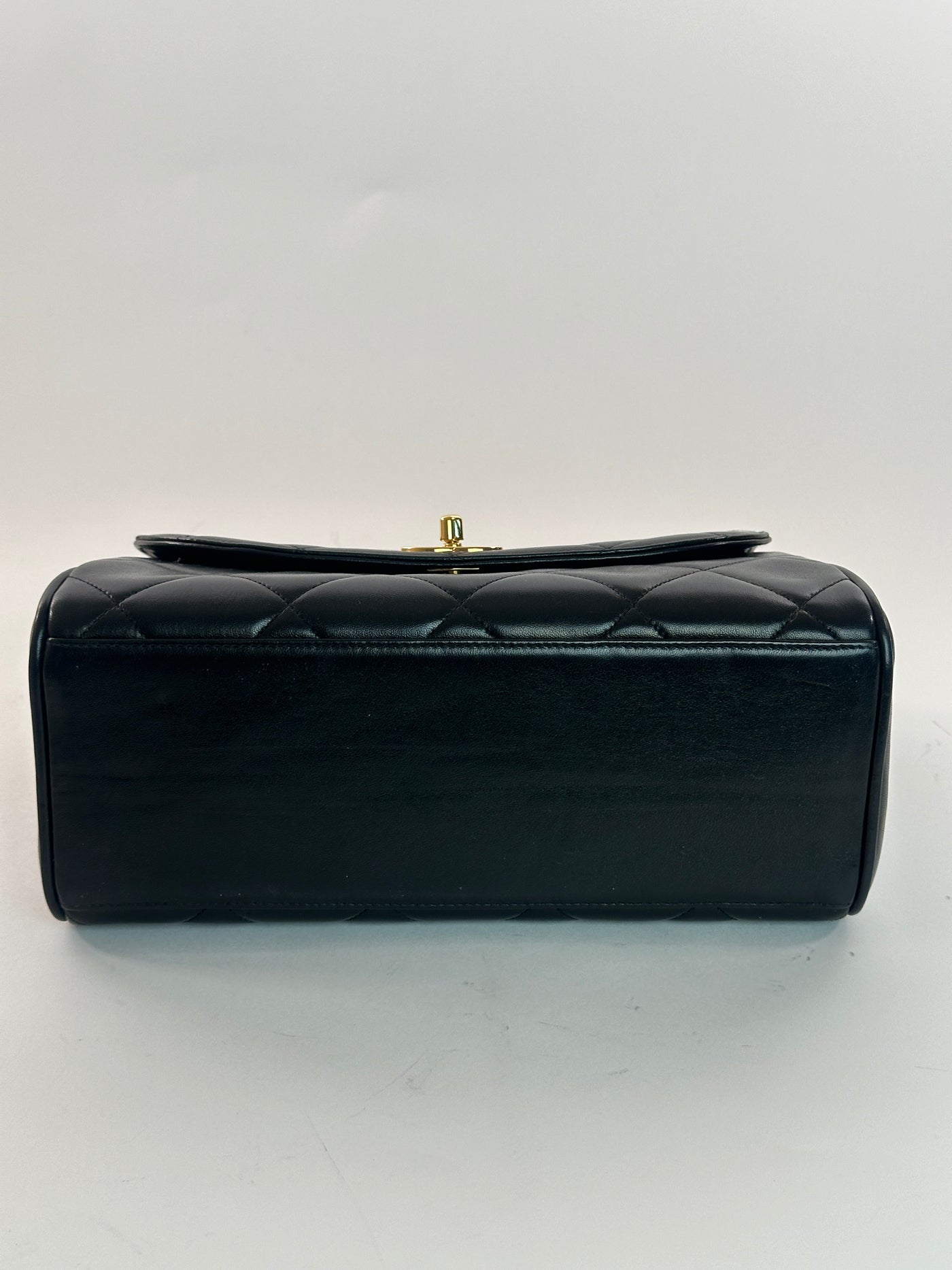 Chanel Vintage Black Lambskin Top Handle Bag