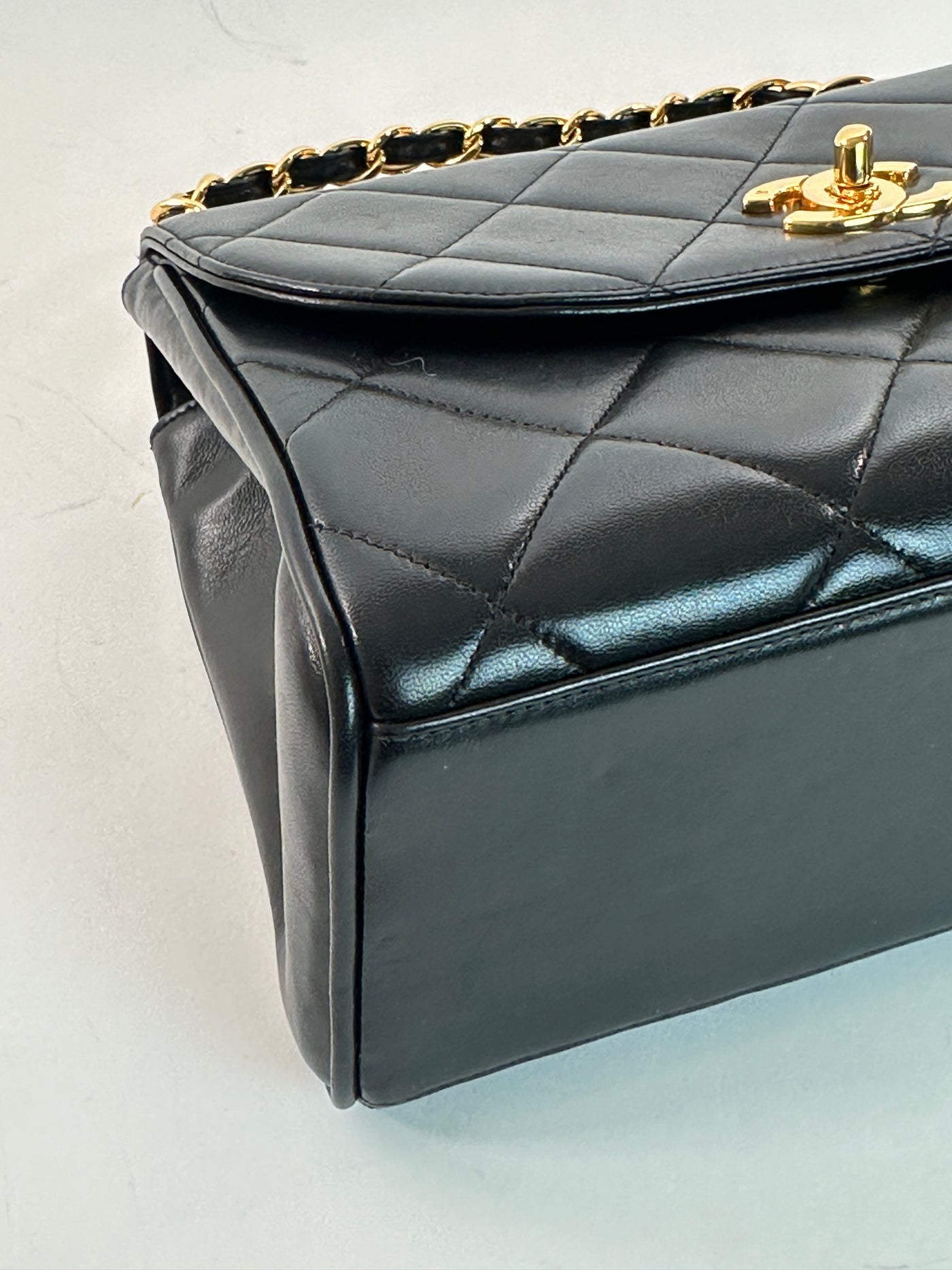 Chanel Vintage Black Lambskin Top Handle Bag