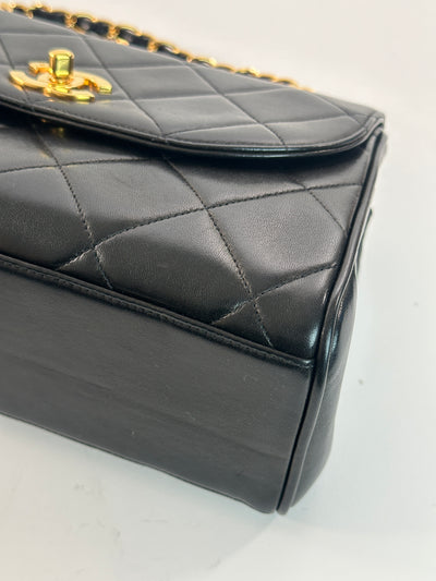 Chanel Vintage Black Lambskin Top Handle Bag