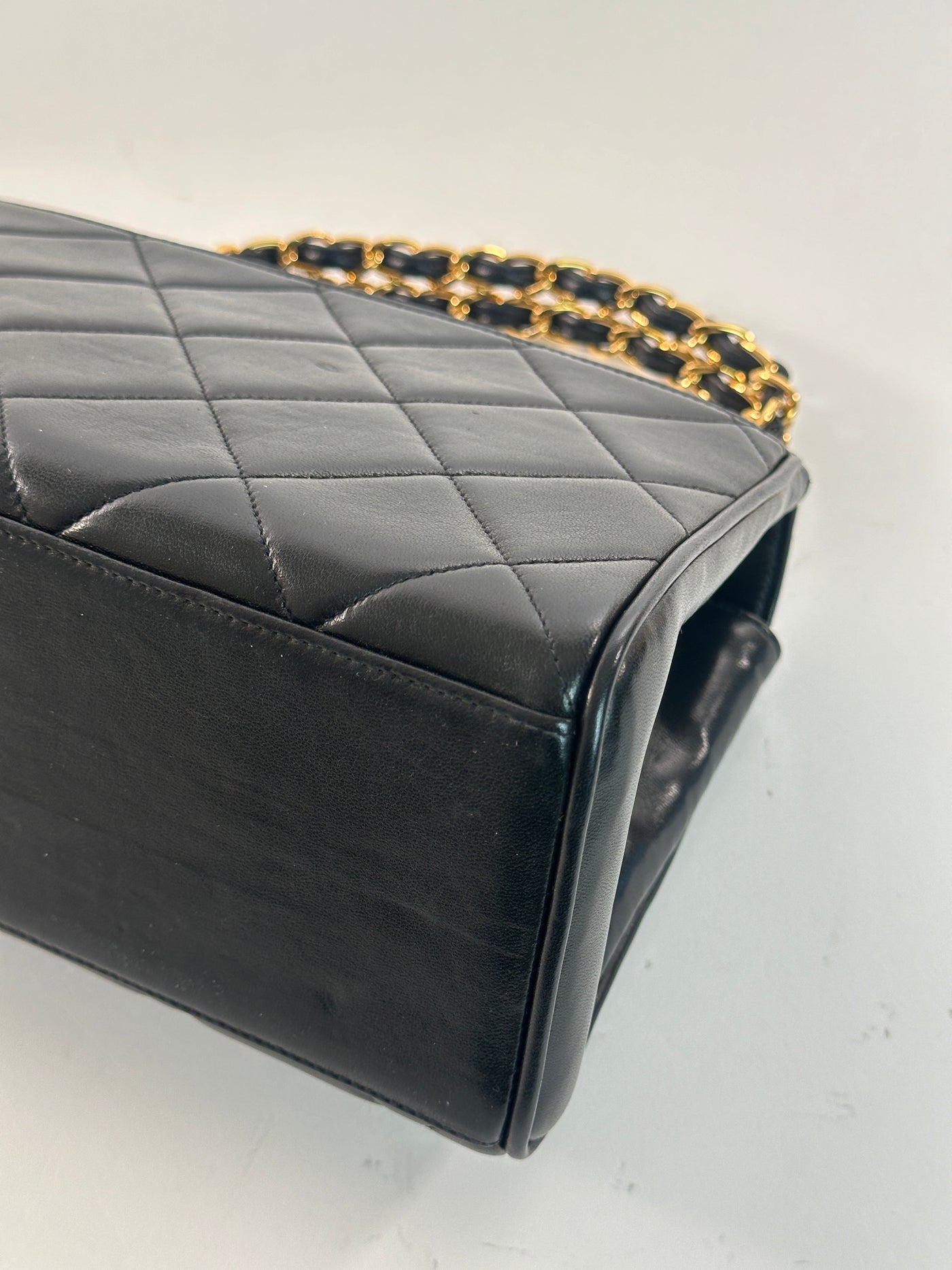 Chanel Vintage Black Lambskin Top Handle Bag