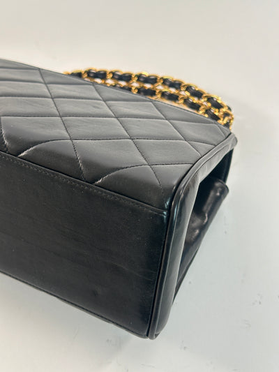 Chanel Vintage Black Lambskin Top Handle Bag