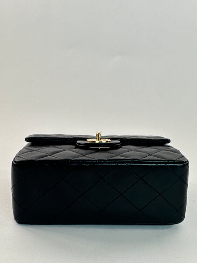 Chanel Vintage Black Lambskin Square Mini