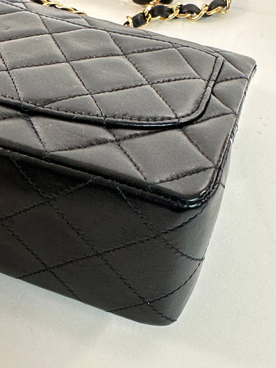 Chanel Vintage Black Lambskin Square Mini