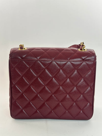 Chanel Rare Vintage Red Caviar XXL CC Half Flap