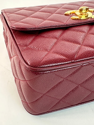 Chanel Rare Vintage Red Caviar XXL CC Half Flap