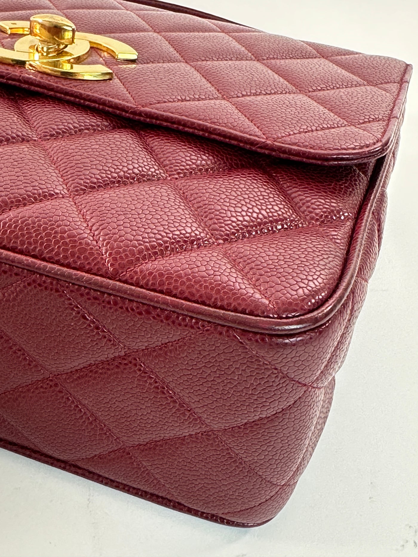 Chanel Rare Vintage Red Caviar XXL CC Half Flap