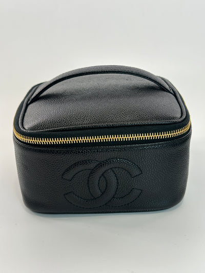 Chanel Vintage Black Caviar CC Vanity
