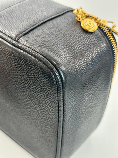 Chanel Vintage Black Caviar CC Vanity