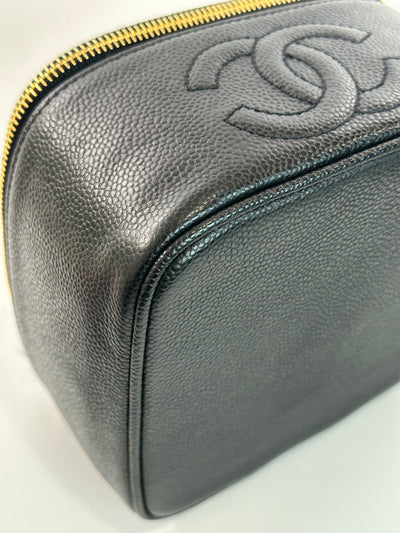 Chanel Vintage Black Caviar CC Vanity
