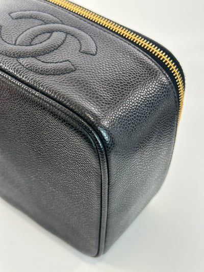 Chanel Vintage Black Caviar CC Vanity