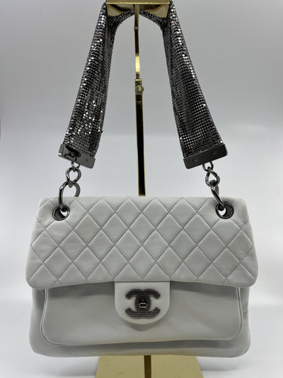 Chanel Ltd Ed Off White Chain Mail Shoulder Bag