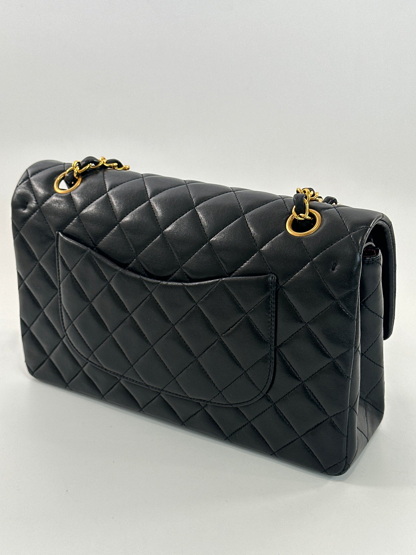 Chanel Vintage Black Lambskin Classic Medium Double Flap