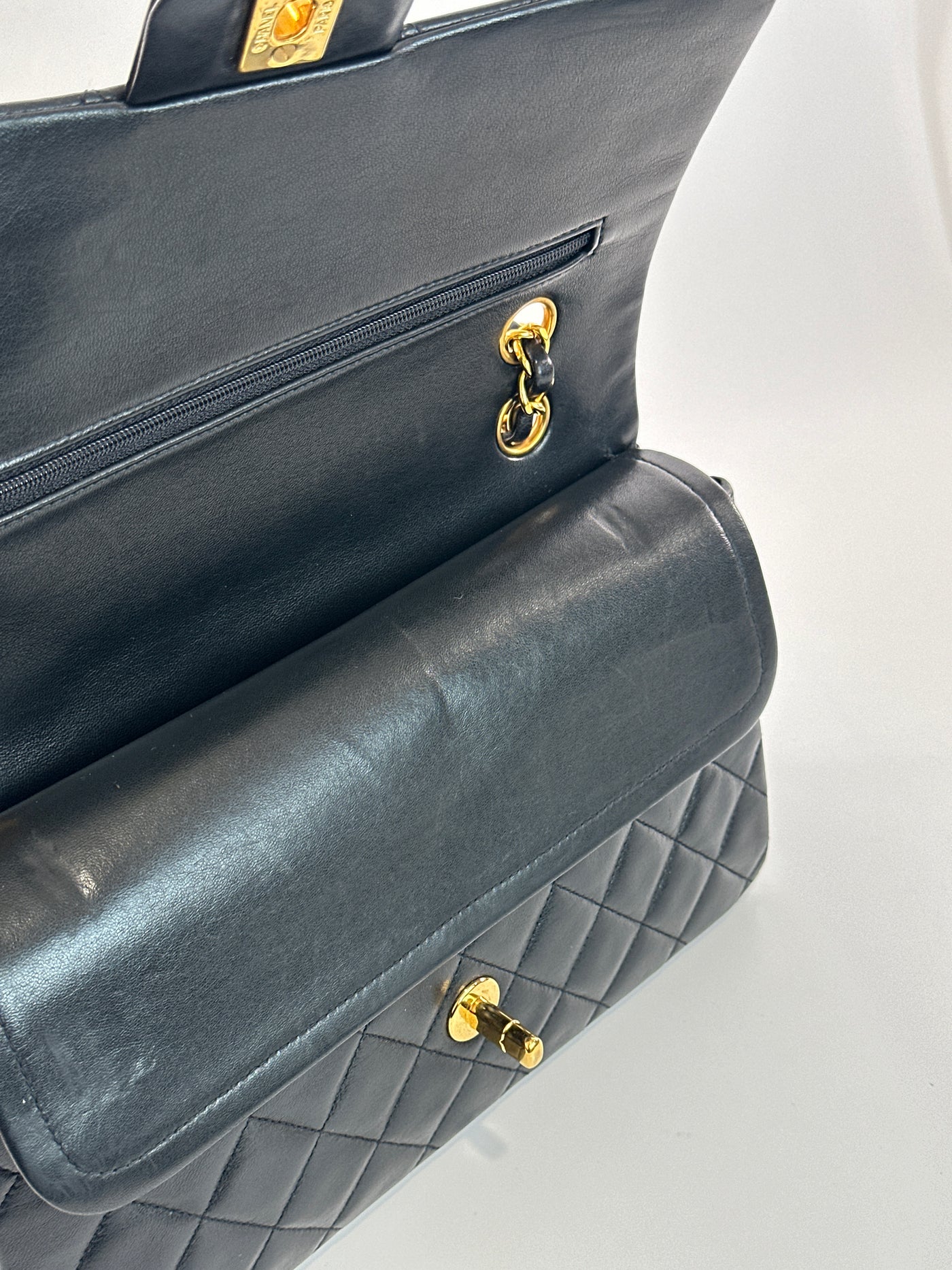 Chanel Vintage Black Lambskin Classic Medium Double Flap