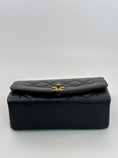 Chanel Vintage Black Lambskin Small Diana