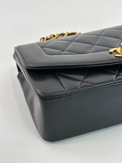 Chanel Vintage Black Lambskin Small Diana