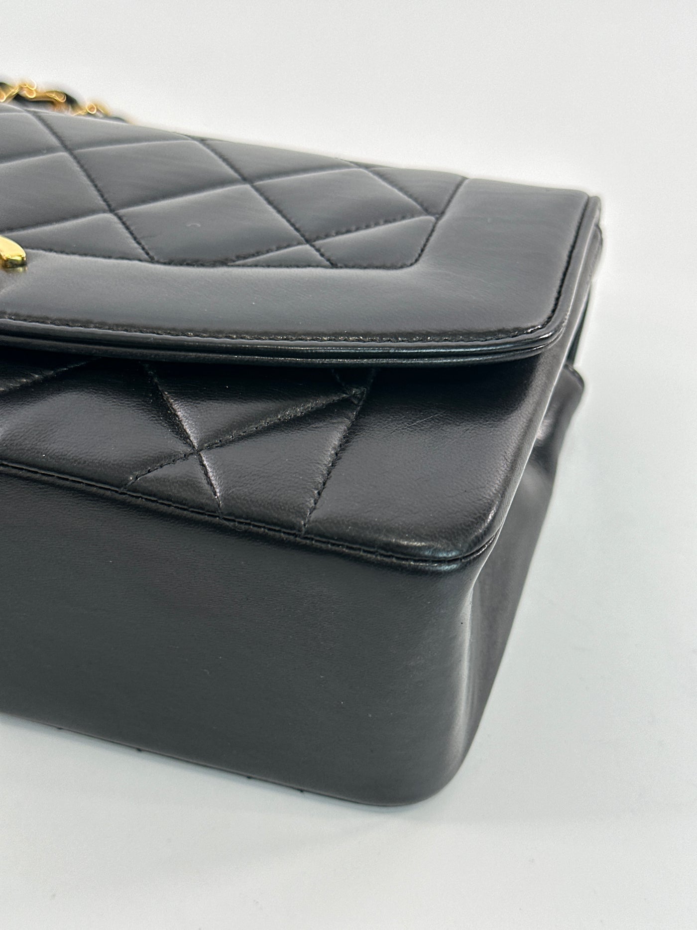 Chanel Vintage Black Lambskin Small Diana