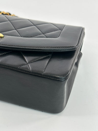 Chanel Vintage Black Lambskin Small Diana
