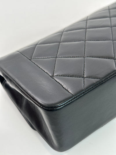 Chanel Vintage Black Lambskin Small Diana