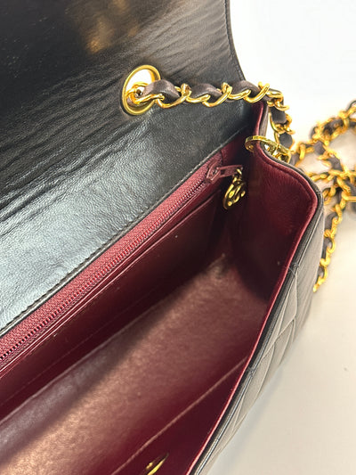 Chanel Vintage Black Lambskin Small Diana