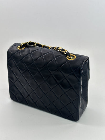 Chanel Vintage Navy Blue Lambskin Square Mini