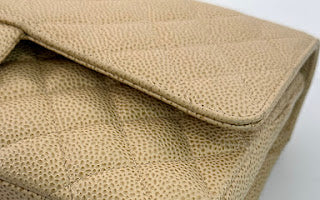 Chanel Rare Vintage Beige Speckled Caviar Medium Classic Double Flap