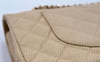 Chanel Rare Vintage Beige Speckled Caviar Medium Classic Double Flap