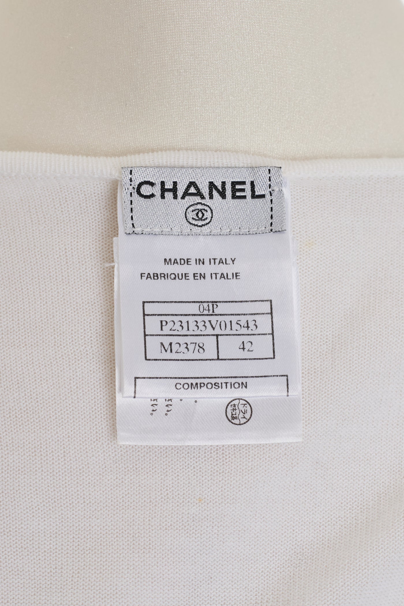 Chanel Vintage White Cotton Logo Knit Top