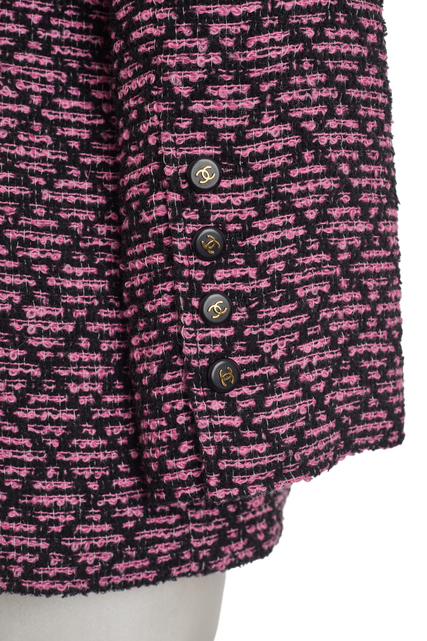 Chanel Vintage Black and Pink Tweed Jacket