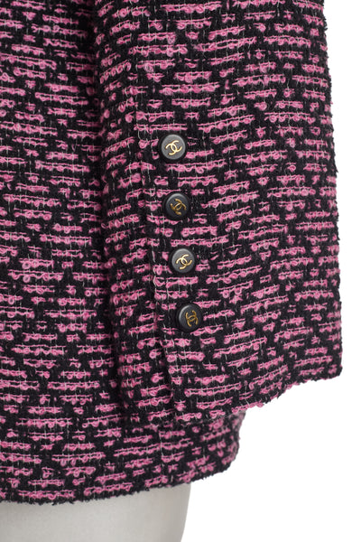 Chanel Vintage Black and Pink Tweed Jacket