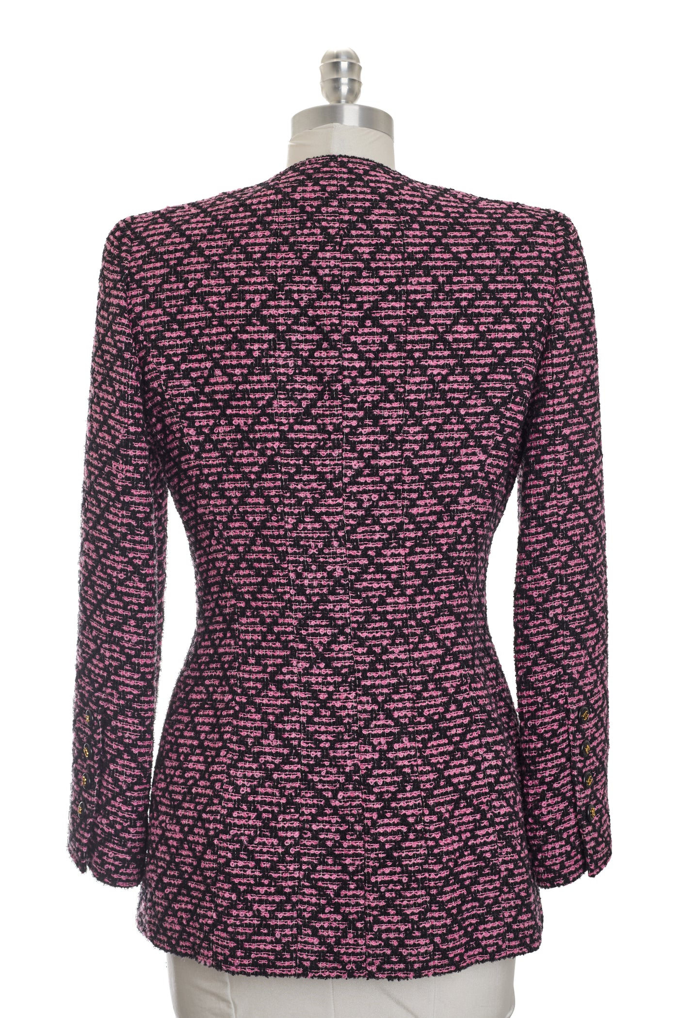 Chanel Vintage Black and Pink Tweed Jacket