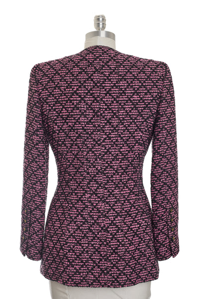 Chanel Vintage Black and Pink Tweed Jacket