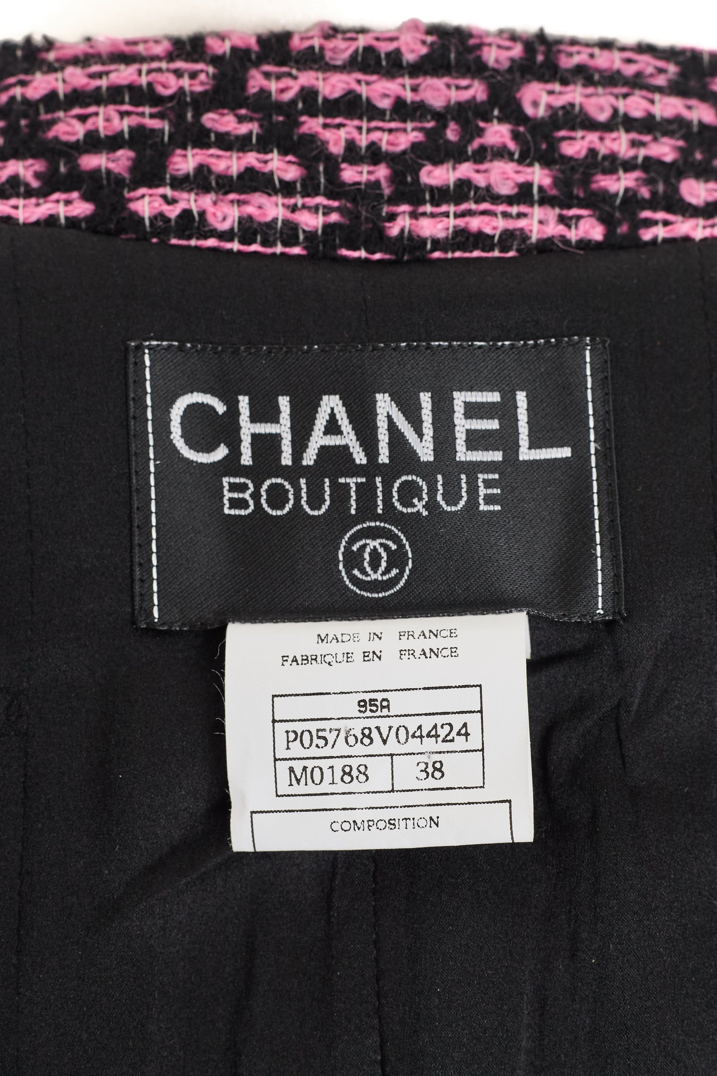 Chanel Vintage Black and Pink Tweed Jacket